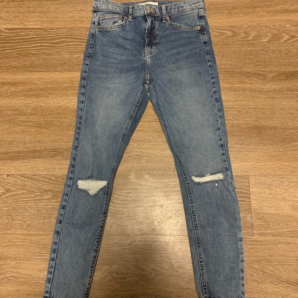 Topshop, petite Jamie mid blue jeans